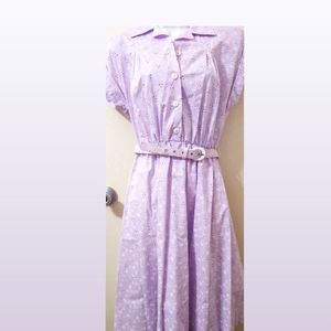 BLAIR sz 6 vintage lavender belted dress